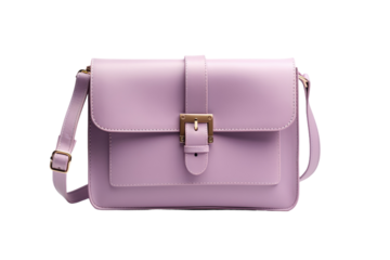 Small Purple Bag With Gold Buckle. On a White or Clear Surface PNG Transparent Background..