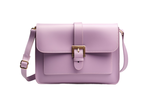 Small Purple Bag With Gold Buckle. On a White or Clear Surface PNG Transparent Background..