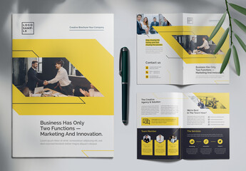 Modern & Clean Bi-fold Brochure With Yellow Accents