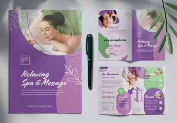 Spa & Massage Bifold Brochure Template With Multicolored Layout