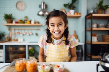 cute little girl cook in the kitchen