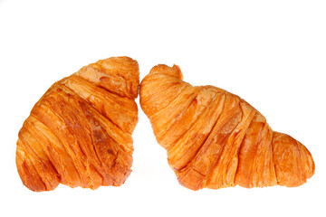 Crisp fresh croissants in the background