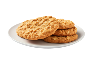 Plate of Cookies on White Background. On a White or Clear Surface PNG Transparent Background..