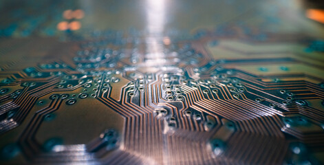 Electronic circuit board technology background. Electronic plate pattern. Circuit board, electrical...