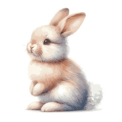 watercolor bunny isolated on on white background