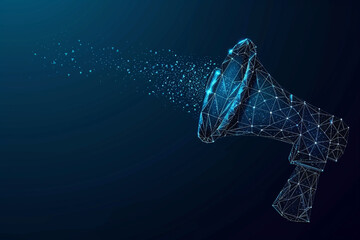 digital megaphone on blue background