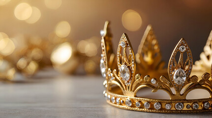 golden crown set with precious stones isolated on transparent background. generative.ai - obrazy, fototapety, plakaty