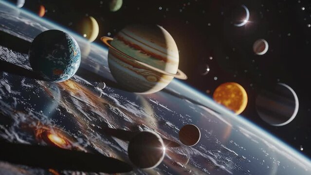 planets of the solar system in space