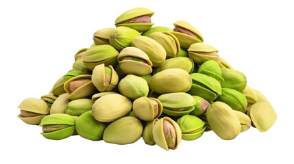 A Pile of Pistachio Nuts on White Background. On a White or Clear Surface PNG Transparent Background..