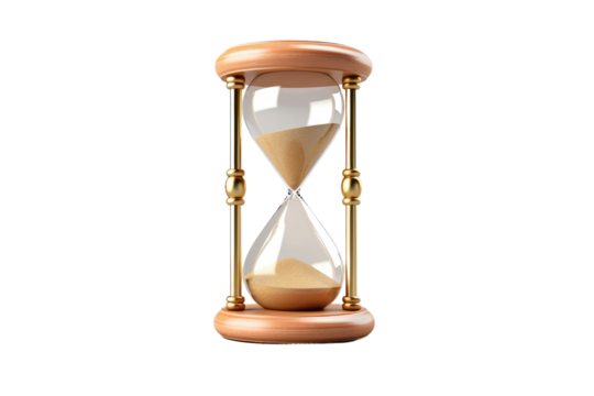 Flowing Sand in Hourglass. On a White or Clear Surface PNG Transparent Background..