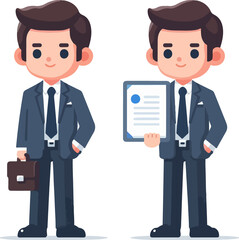 office manager illustration character image in work suit,png