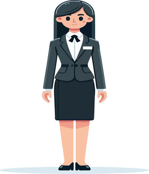 Illustration character image of female office employee in work uniform, png