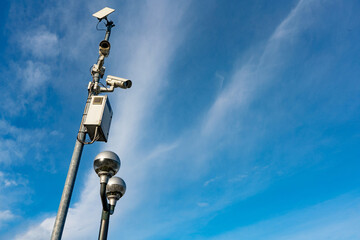 Surveillance system with camera and data transmission system.
