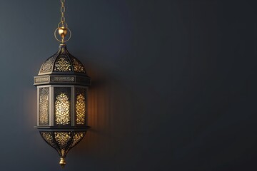 Fototapeta na wymiar Lantern on a grey background. Islamic ornament background.