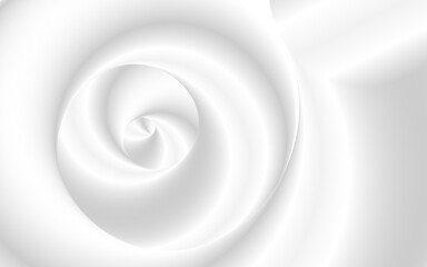 Abstract grey and white 3d liquid waves spiral background. Vector design
