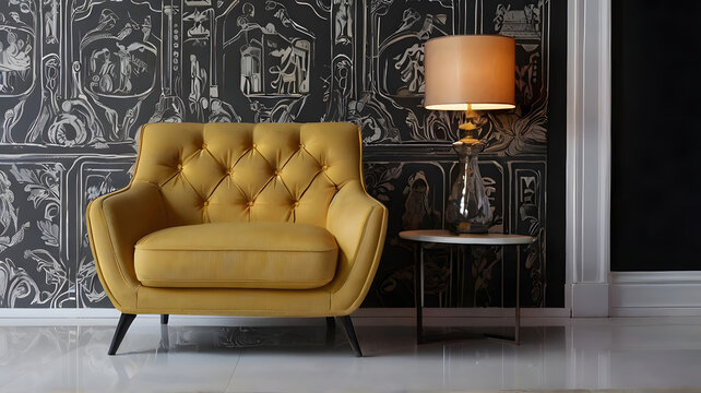 Picture of sofa decoration in a room with a black background