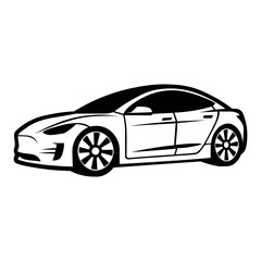 black vector electric car icon on white background