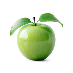 Green apple isolated on white background with water drops, Healthy organic fruit natural ingredients concept, AI generated, PNG transparent with shadow