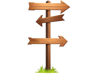 Wooden signpost isolated on a white background. Vector illustration.