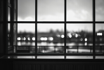 Black and white image of window. Created with Ai - obrazy, fototapety, plakaty