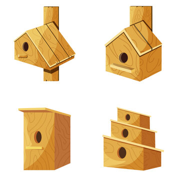 wooden bird house set
