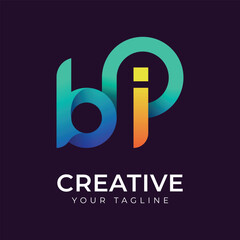 Letter bi gradient colorful logo design template 