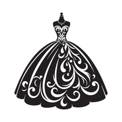 Ethereal Ball Gown Silhouette Compilation - Transcending Time and Space with Shadows of Regal Splendor with Ball Gown Illustration - Minimallest Ball Gown Vector
