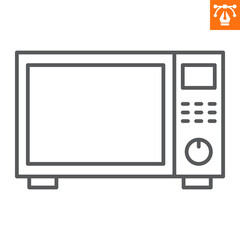 Microwave line icon, outline style icon for web site or mobile app, home appliances and kitchen equipment, microwave oven vector icon, simple vector illustration, vector graphics.