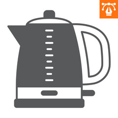 Electric kettle solid icon, glyph style icon for web site or mobile app, home appliances and kitchen equipment, teapot vector icon, simple vector illustration, vector graphics.