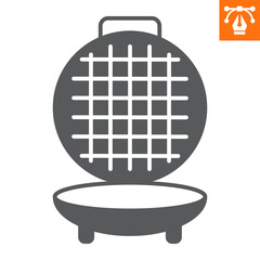Waffle iron solid icon, glyph style icon for web site or mobile app, home appliances and kitchen equipment, waffle iron vector icon, simple vector illustration, vector graphics.