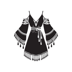 Bohemian Dress Vector Spectacle - A Fusion of Art and Fashion in Bohemian Dress Illustration - Minimallest Bohemian Dress Vector
