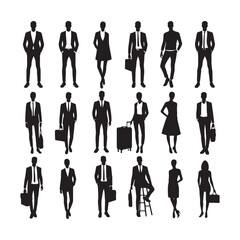 Sleek Business Casual Silhouette Ensemble - Redefining Corporate Chic with Business Casual Illustration - Minimallest Business Casual Vector
