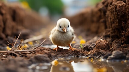 Small Bird Standing on Puddle