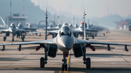 Fototapeta premium fighter jet plane at the airport
