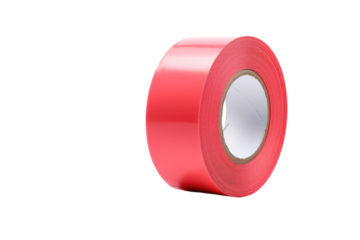 Roll of Red Tape on White Background. On a White or Clear Surface PNG Transparent Background..