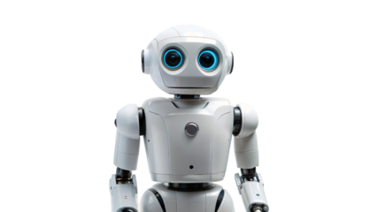 Isolated white 3D robot render with futuristic technology design