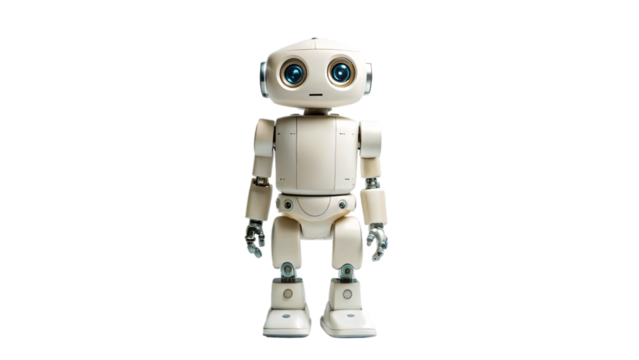 Isolated white 3D robot render with futuristic technology design