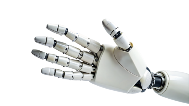 White background with isolated robotic arm