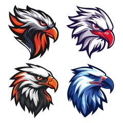 Collection of Eagle logos, Hawk logo. Vector design, brand, mascot.