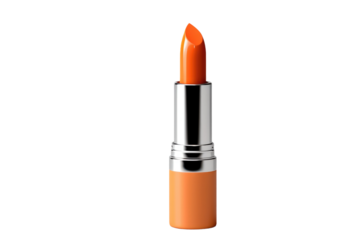 Bright Orange Lipstick on White Background. On a White or Clear Surface PNG Transparent Background..