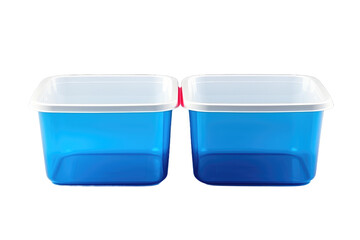 Two Blue Containers With Red Lids on White Background. On a White or Clear Surface PNG Transparent Background..