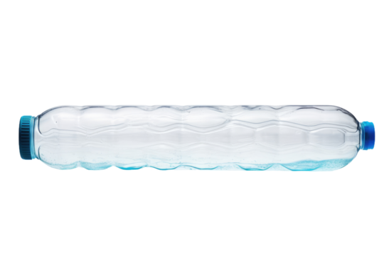 Plastic Bottle With Blue Cap. On a White or Clear Surface PNG Transparent Background..
