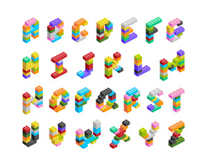 Collection of letters. ABC made from construction blocks - 762986741