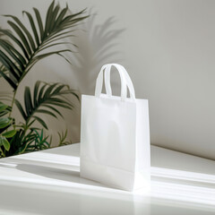 mockup empty of blank white plastic shopping bag