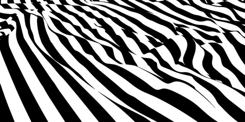 Abstract background parallel black lines on noise surface in perspective.  Vector illustration. Illusion lines concept.