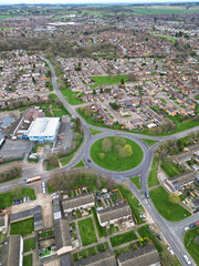 Aerial View of Residential Estate at  North Luton City of England UK