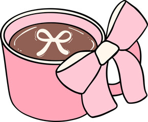 Coquette Coffee with ribbon bow, pink coffee cup with bow