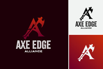 Letter A  Axes Edge Alliance Logo Template embodies strength and unity, suitable for alliances and partnerships.