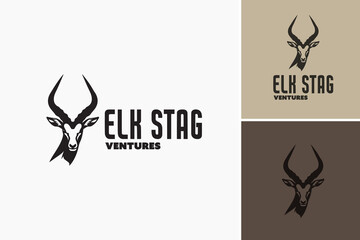 Elk Stag Ventures Logo Template symbolizes resilience and growth, perfect for dynamic businesses exploring new horizons.