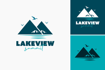 Lake View Summit Logo Template captures the essence of scenic beauty and elevation, ideal for adventure and travel brands.